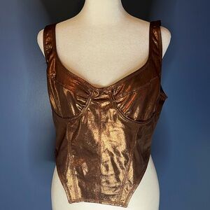 Pretty Little Things copper brown metallic underwire bustier bra top, US sz 8